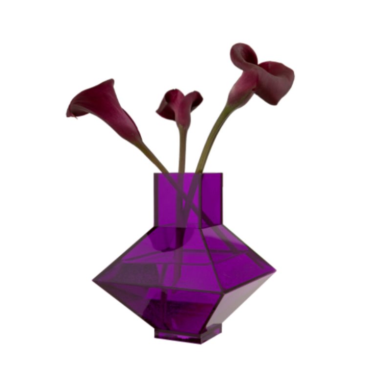 אגרטל פרחים מעוצב סגול אקריל